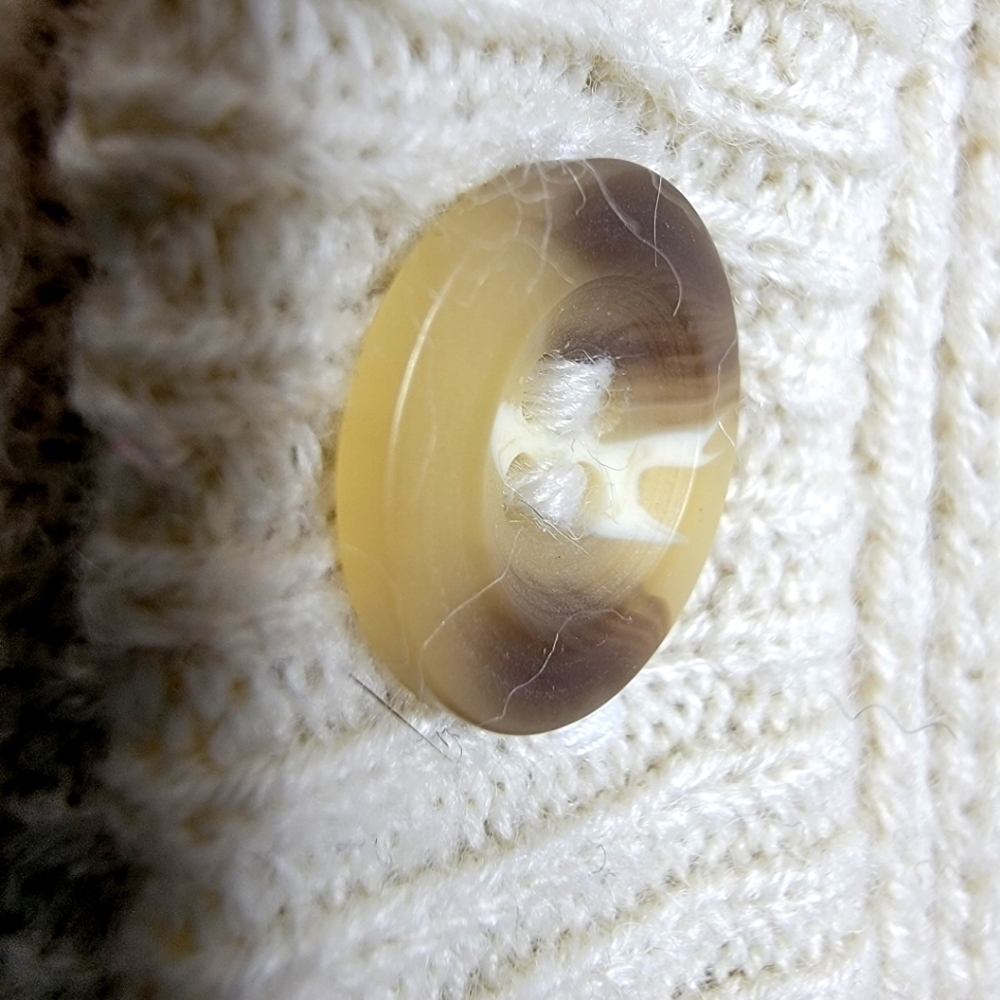 Vintage women's cardigan sweater 2x long sleeve button down cream tan cardigan - Picture 6 of 14